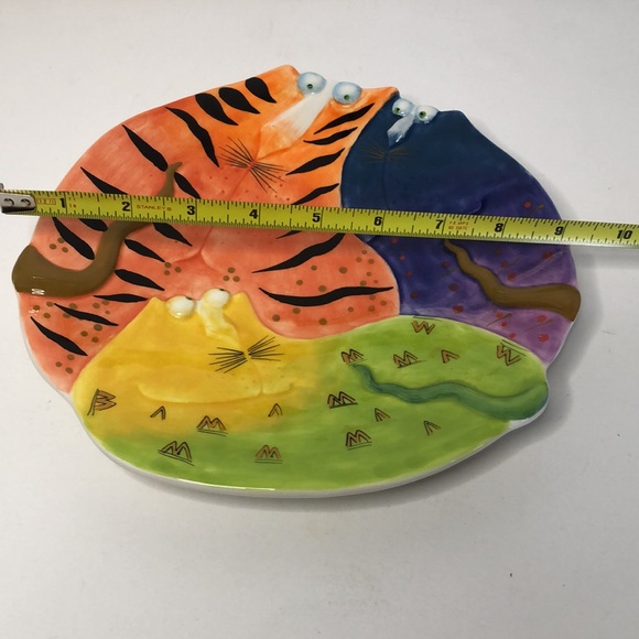 Studio Designworks Joy Cats Hand Painted Ceramic 9 inch  Plate Wall Hanging - Picture 5 of 5